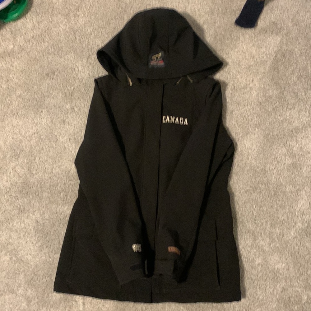 Roots "Right to Play," Water resistant , black jacket.